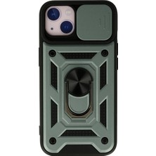 Efnaz Style Apple iPhone 15 Kılıf Pars Lens Yüzüklü Silikon - Yeşil