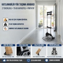 Buffer® Katlanabilir Yük Taşıma Arabası, 2 Tekerlekli 75 kg Kapasiteli Portatif Eşya ve Koli Taşıma Arabası