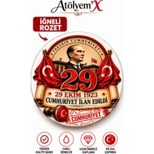 Atölyemix Rozet 29 Ekim Baskılı, Iğneli 4'lü Rozet Seti 58MM