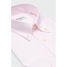 Bb Club Mike Oxford %100 Pamuk Regular Fit Pembe Düğmeli Yaka Erkek Çizgili Gömlek