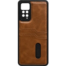 Metemix Newface Xiaomi Redmi Note 12 Pro 4g Kılıf Sara Kartvizitli Deri Kılıf - Taba