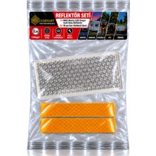 Uldemart Reflektör Seti- Was Kedi Gözü Yapışkanlı Reflektör 105 mm  x 48 mm & 2 adet x 10 cm Sarı Reflektif Şerit