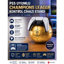 Piyatech Ps5 Dualsense Oyun Kolu Standı | 3D Baskı Futbol Topu Kol Tutucu | Dekoratif Şampiyonlar Ligi Stand