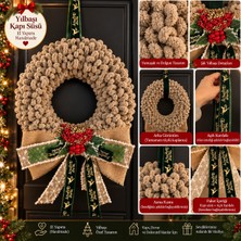 Haneliya El Yapımı Yılbaşı Kapı Süsü – Handmade Dekoratif Christmas Çelenk – Bağlamalı Askılı Yılbaşı Dekoru