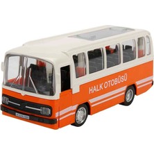 Maxx Wheels 15 Cm Sesli ve Işıklı Nostaljik Halk Otobüsü Turuncu Metal Gövde ile Gerçekçi Detaylar