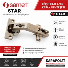 Karapolat Samet Star Köşe Katlanır Kapak Menteşesi 105° Mobilya Dolap Kapak Menteşesi