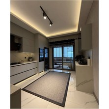 DMR Halıcılık Sisal Antrasit Halı Kolay Temizlenen Yıkanabilir Bordörlü Halı Oturma Odası Halısı, Mutfak Halısı, Antre Hol Halı