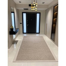 DMR Halıcılık Sisal Vizon Krem Halı Kolay Temizlenen Yıkanabilir Bordörlü Halı Oturma Odası Halısı, Mutfak Halısı, Antre Hol Halı