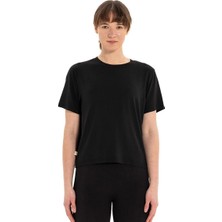 Inguz Modal Bisiklet Yaka Basic Yoga T-Shirt Siyah - S