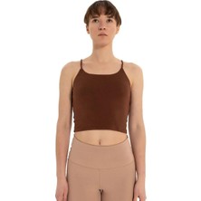 Inguz Sırt Detay Ince Askılı T-Shirt Kahverengi - Xs