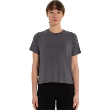 Inguz Modal Bisiklet Yaka Basic Yoga T-Shirt Gri - L