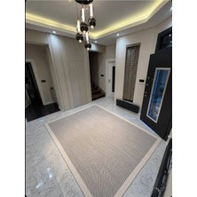 DMR Halıcılık Sisal Bej Krem Halı Kolay Temizlenen Yıkanabilir Bordörlü Halı Oturma Odası Halısı, Mutfak Halısı, Antre Hol Halı