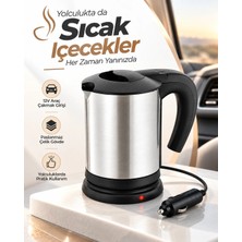 TKÇ Yolculuk ve Seyahat Için 12V Araç Uyumlu Paslanmaz Çelik Elektrikli Su Isıtıcı Kettle