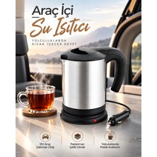 TKÇ Araç Içi Kullanıma Uygun 12V Elektrikli Su Isıtıcı Paslanmaz Çelik Gövdeli Pratik Kettle