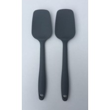 Multiamo Gri Isıya Dayanıklı Silikon Karıştırma Kaşığı 2 Adet Pratik Kullanım İçin