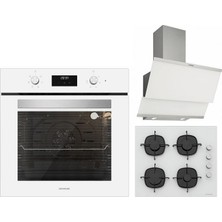 Silverline Classy Beyaz 60 cm Davlumbaz CS5335W01 Beyaz Ankastre Ocak B06502W01 A Enerji Sınıfı Şık Tasarım