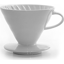 Epinox Seramik Kahve Demleme V60 02 - Beyaz Desenli Kulplu 1-4 Kişilik Kahve Demlemek İçin