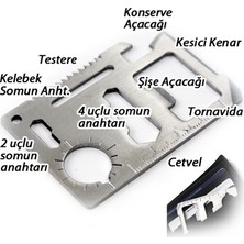 Greathings Survival Paslanmaz Çelik Acil Durum Kiti Hafif ve Taşınabilir 11 Fonksiyonlu Model
