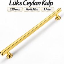 Badem10 Ceylan Altın Gold Çekmece Kulp 320 mm 32 cm Dolap Mobilya Mutfak Vestiyer Banyo Kapak Kulpu Kulbu