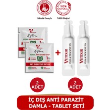 vetixir kedi ve köpek iç-dış anti parazit bit pire kene bitkisel 2 damla ve 2 tablet paketi