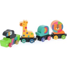 NW NessiWorld Mıknatıslı Ahşap Renkli Hayvanlar Treni