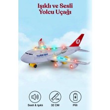 Farbu Oyuncak Işıklı ve Sesli Thy Yolcu Uçağı Iniş Takımı Model Kuyruklu 32 cm Kaliteli Eğlenceli Oyuncak Uçak