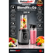 Karaca Blendfit Go Antrasit Personal Kişisel Smoothie Blender Buz Kırıcılı Çift Hazne  600ml & 400ml