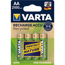 Varta Recharge Accu Recycled AA 2100 mAh 1.2 V Ni-Mh Pil 4'lü Yüksek Performanslı Şarj Edilebilir