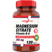 Nevfix Magnesium Citrate Vitamin B-6 120 Tablet Takviye Edici Gıda İçeren Ürün