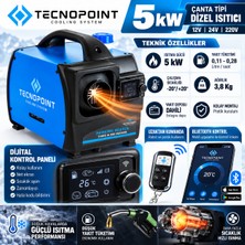 Tecnopoint 5 Kw Çanta Tipi Dizel Isıtıcı Webasto Tipi Portatif Bluetooth 12V 24V 220V