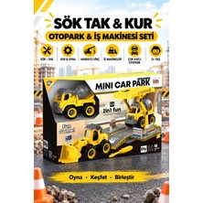 Metito Toys Sök-Tak Otopark Seti, 70+ Parça, 2 Araç + 1 Otopark, Yol Silindiri ve Beton Mikserli, 3+ Yaş