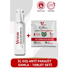 Vetixir Kedi Köpek Iç-Dış Parazit Bitkisel Damla ve Tablet Seti Parazit Kovucu Bitkisel Damla Bit Pire Giderici