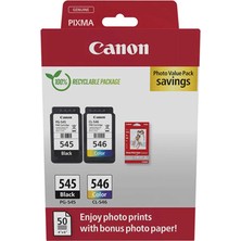 Canon PG-545-CL-546 Orijinal Kartuş Paketi Fotoğraf Kağıt Hediyeli