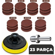 Zenflex 23 Parça Dayanıklı Cırt Zımpara Seti | 21 Adet Zımpara + Dayanıklı Zımpara Tabanı + Matkap Aparatı | Metal ve Ahşap Yüzeyler Için