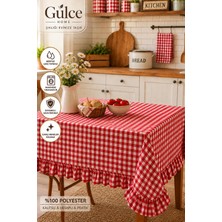 Gülce Home Collection Fırfırlı Masa Örtüsü Leke Tutmayan Dertisiz Pitikare Baskılı