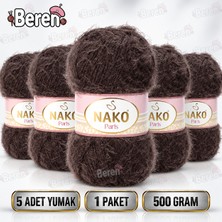 Nako Paris - 11270 Kahverengi - 5'li Paket - 100GR/245M - El Örgü Ipi - Hırka, Kazak, Bluz, Atkı, Bere, Şal