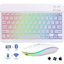 Junglee Tmk-09 Şarjlı Rgb Işıklı 2.4ghz USB Wireless Kablosuz ve Bluetooth Klavye Mouse Seti Tablet-Telefon-Ipad ile Uyumlu Türkçe
