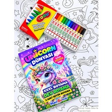 Çocuklar Için Unicorn Dev Boyama Seti – Xxl Boyama + Sticker + 12 Keçeli Kalem (Yıkanabilir)