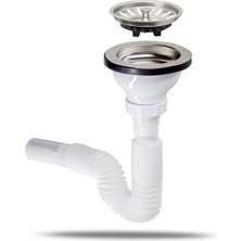 Güçlü Paslanmaz Geniş Süzgeçli Lavabo Sifonu 80 cm Uzunluk Büyük Mutfak İçin Uygun