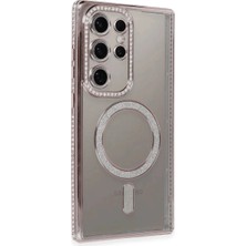 Grandor Samsung Galaxy S24 Ultra Kılıf Joke Simli Magneticsafe Kılıf - Pembe
