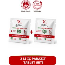 Vetixir Bitkisel Kedi ve Köpek İç Parazit Tableti , İç Organizma Tableti X-Worm Herbal Anti-Worm 2 Adet Tablet