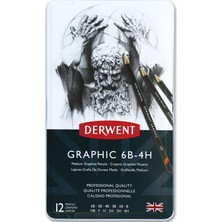 Derwent Graphic Dereceli Kalem Seti Medium 12'li Teneke Kutu Profesyonel Kalite Çizim Malzemesi