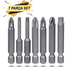 Klytek Matkap Ucu Seti 50mm S2 Çeliği 7 Parça Düz Yıldız Torx Uçlar ile Vidalama İçin