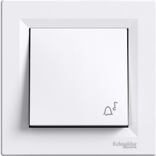 Schneider Electric Schneider Asfora Beyaz Liht Butonu (Zil İşaretli) Çerçeveli Modern Tasarım ve Yüksek Dayanıklılık