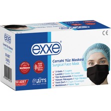 Exxe Cerrahi Yüz Maskesi Siyah 50'li Tekli Zarflı