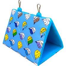 Kuş Arkadaşım Mavi Muhabbet Kuşu Uyku Hamağı Çadırı Polar Kumaş 10x12x14 cm Güvenli Kullanım
