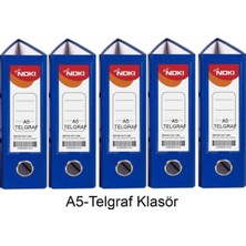 Noki Telgraf Klasör Mavi Geniş A5 Plastik 5 Adet