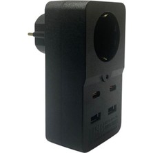 Efnaz Style Isıya Dayanıklı Termal Akım Korumalı 1 Priz Girişli 2 USB Girişli 2 Type-C Girişli Pirz