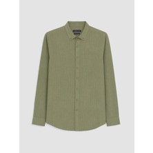 Lc Waikiki Yeni Sezon Yeşil Regular Fit Armürlü Erkek Gömlek