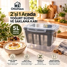 Otto Haus 2’si 1 Arada Yoğurt Süzme ve Saklama Kabı 5 L – Süzgeçli Yoğurt Filtresi, Kilitli Kapaklı, Bpa Içermez